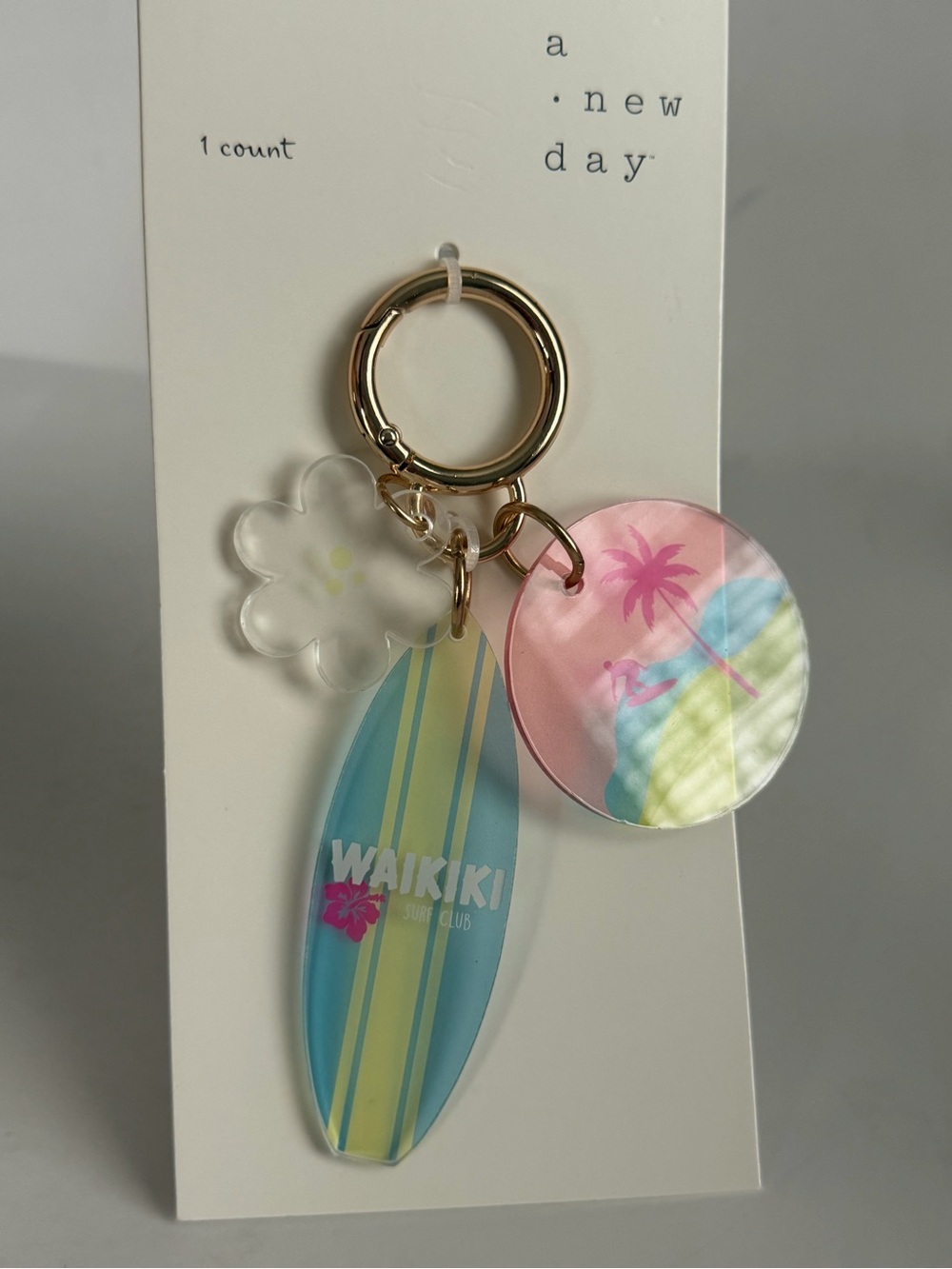 A New Day Waikiki Surf Club Acrylic Keychain NWT